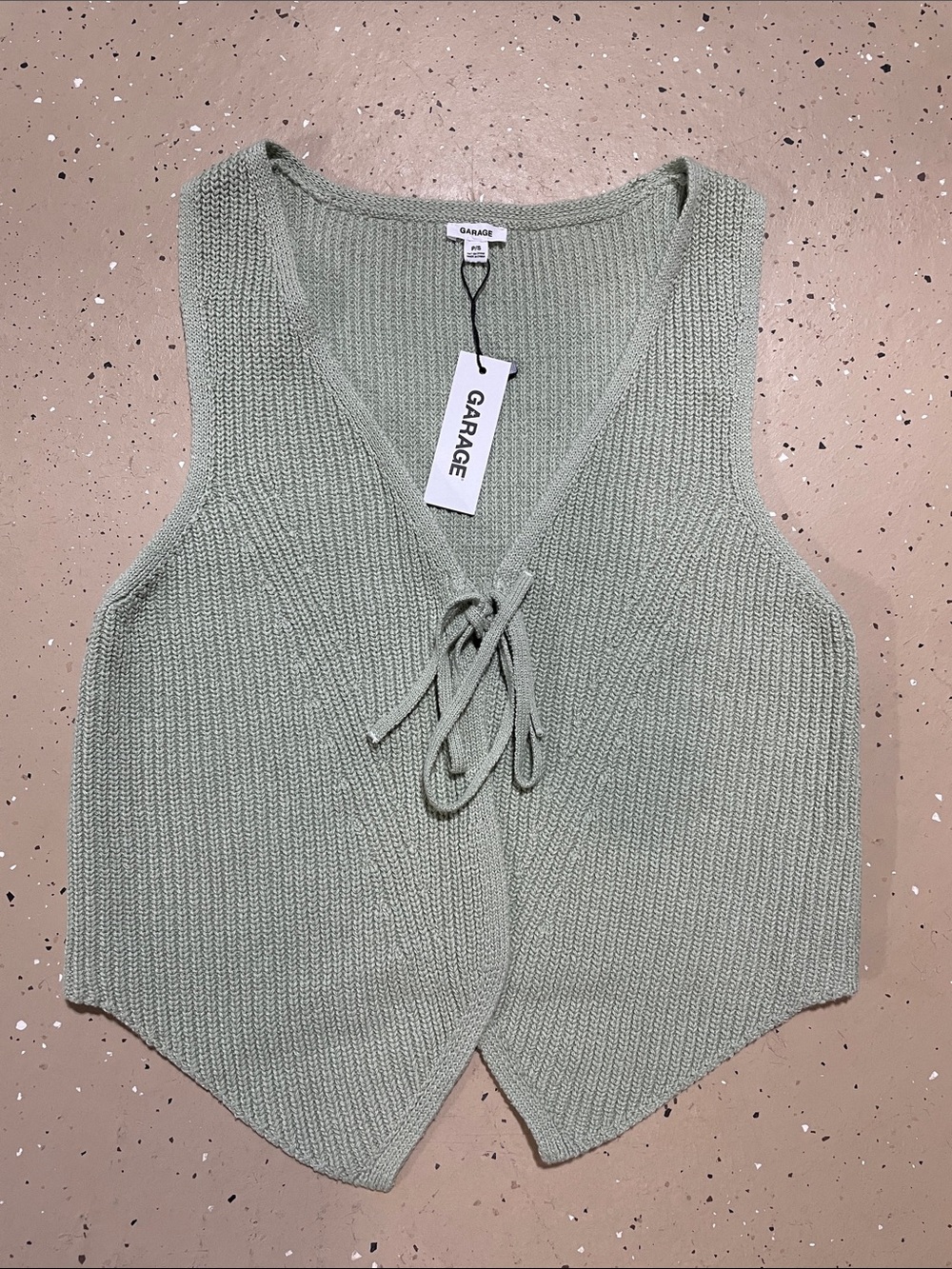 NWT Garage Sage Green Knit Lace-Up Vest